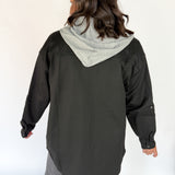 Denim Hoodie Jacket- Black - Ana Patricia Boutique