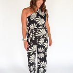 One Shoulder Wide Leg Jumpsuit- Black - Ana Patricia Boutique