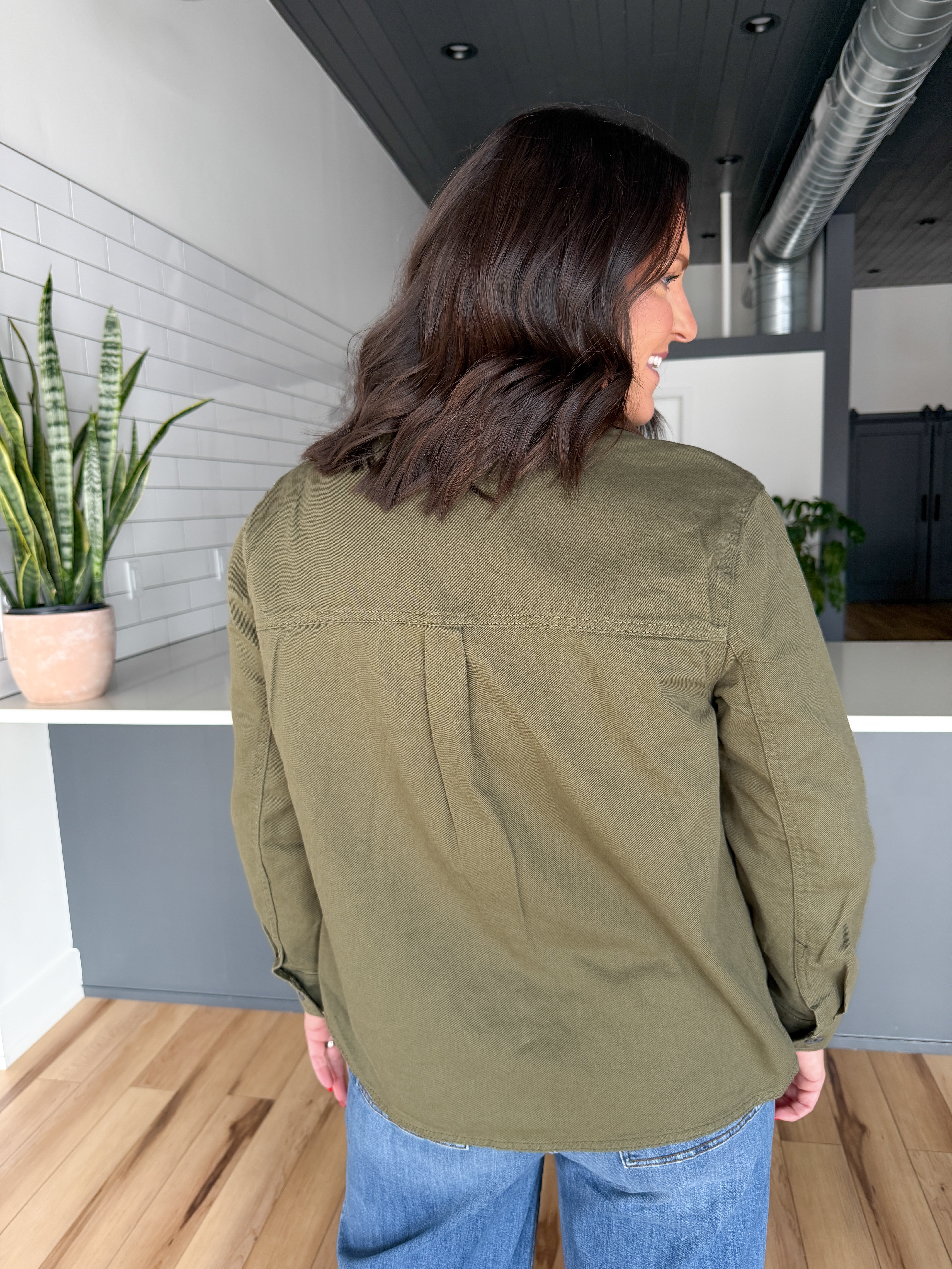 Twill Barn Jacket- Olive - Ana Patricia Boutique