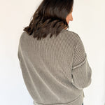 Washed Side Slit Sweater-Mocha - Ana Patricia Boutique