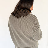 Washed Side Slit Sweater-Mocha - Ana Patricia Boutique