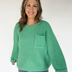Oversized Front Pocket Sweater- Green - Ana Patricia Boutique