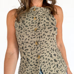 Ribbed Button Down Apron Top- Leopard - Ana Patricia Boutique