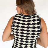Scalloped Sweater Tank- Blk/White - Ana Patricia Boutique