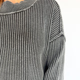 Washed Side Slit Sweater-Black - Ana Patricia Boutique