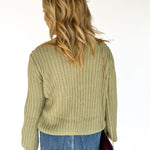 Knit Bow Cardigan Sweater- Olive - Ana Patricia Boutique