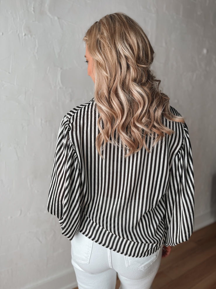 Sophisticated Stripe Top- Black