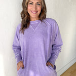 Mineral Wash Pullover- Violet - Ana Patricia Boutique