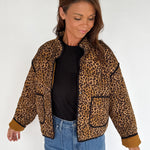 Quilted Puffer Jacket- Leopard - Ana Patricia Boutique