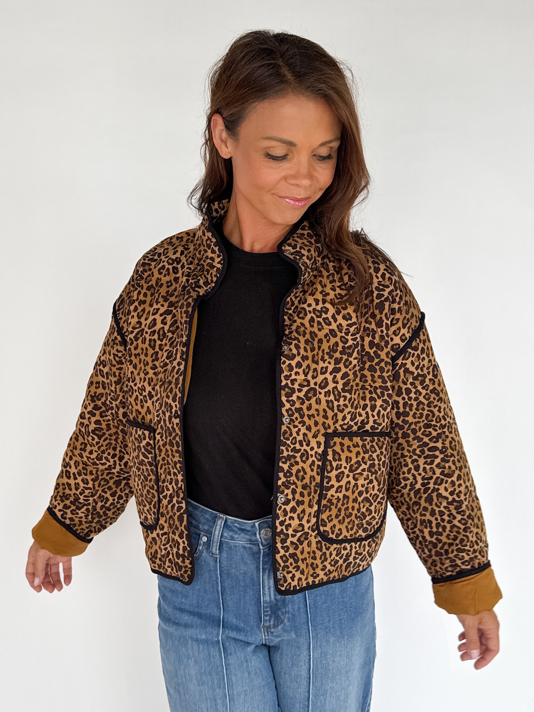 Quilted Puffer Jacket- Leopard - Ana Patricia Boutique