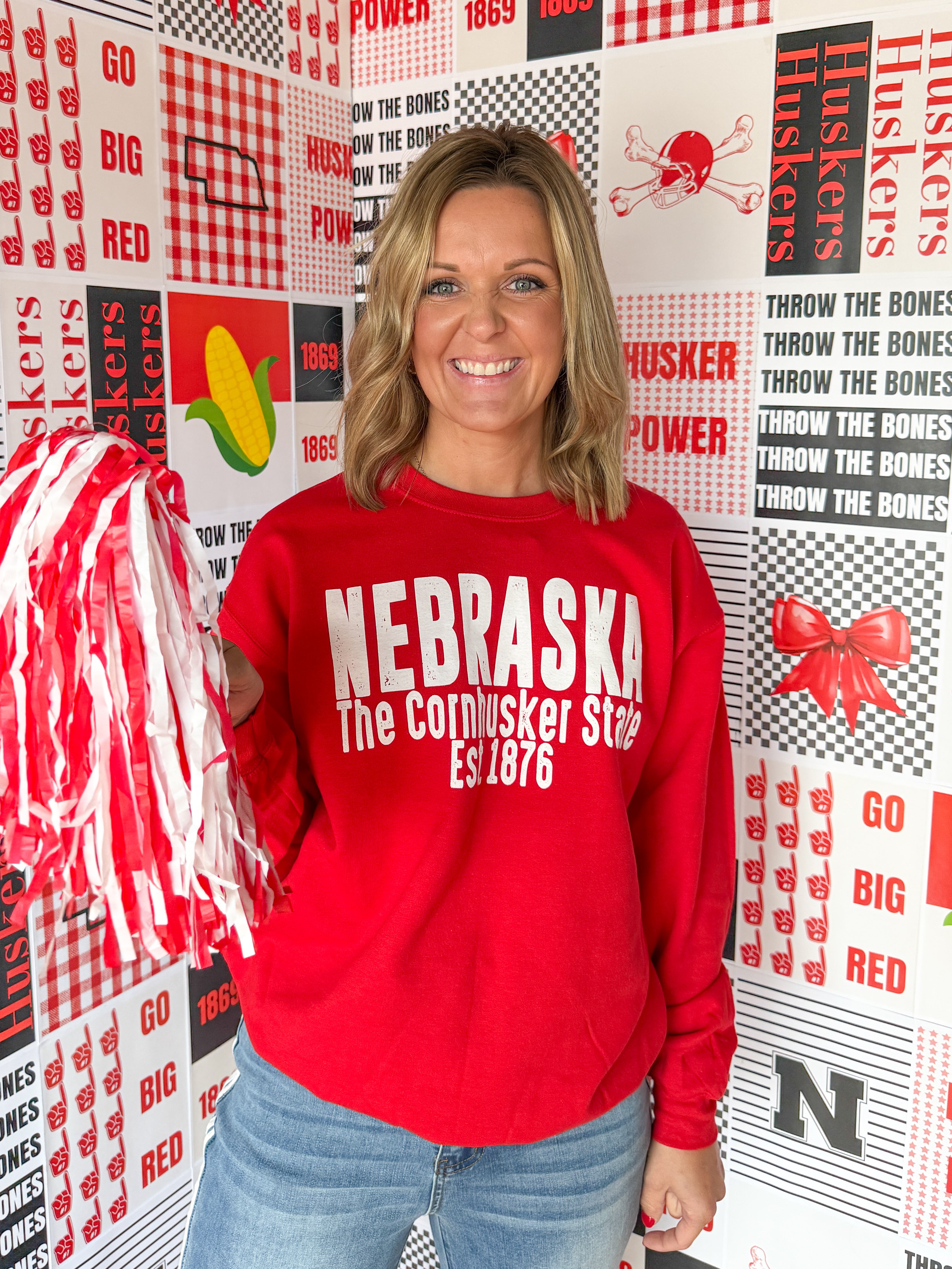 The Cornhusker State Crewneck-Red - Ana Patricia Boutique