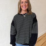 Contrasting Stripe Top- Black