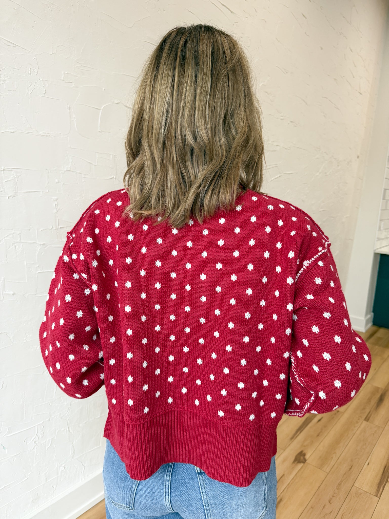 Polka Dot Sweater- Red - Ana Patricia Boutique
