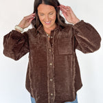 Button Down Jacket- Chocolate - Ana Patricia Boutique