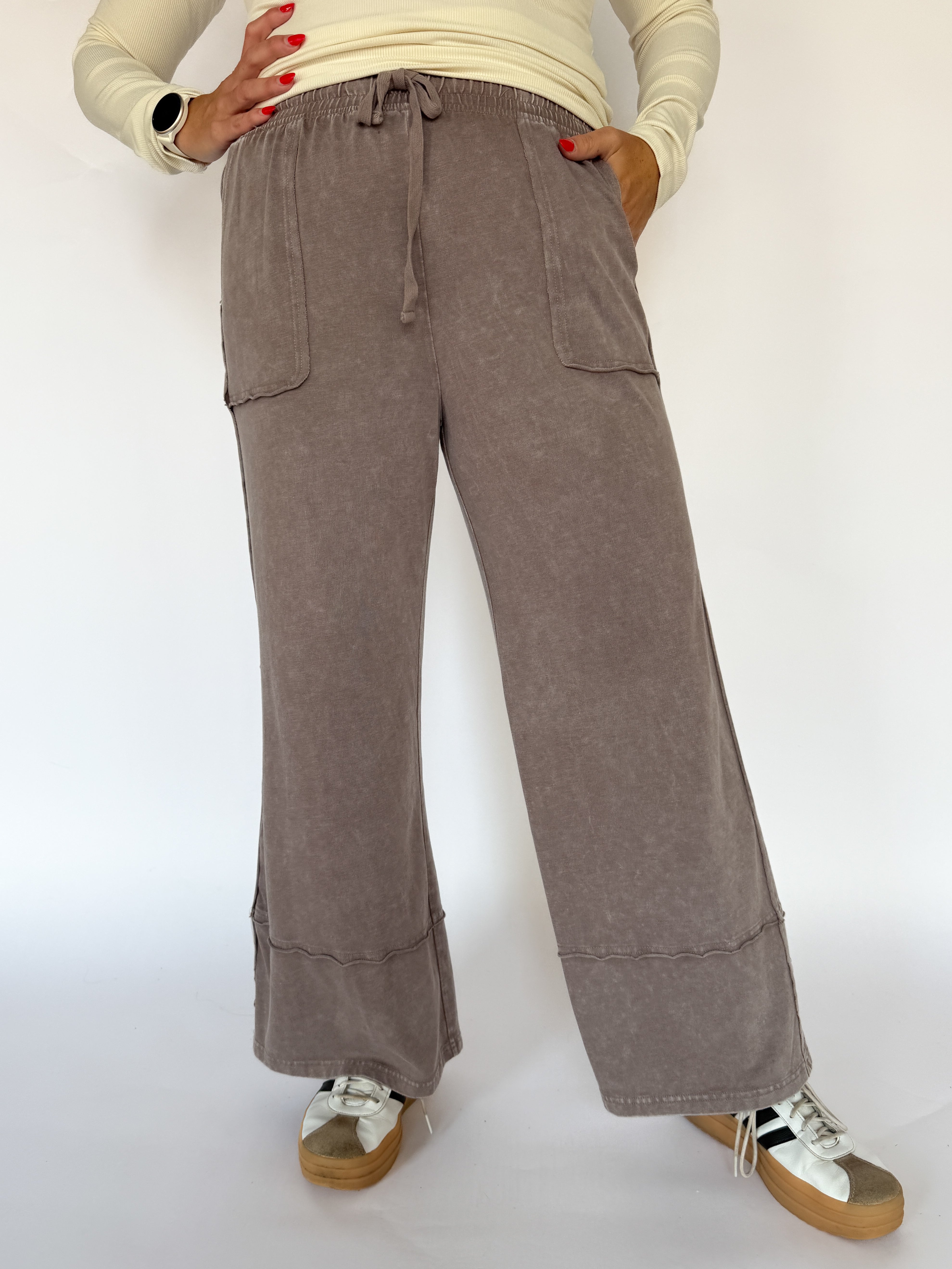 Cotton Slub Lounge Pant-Mocha - Ana Patricia Boutique