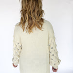 Bubble Sleeve Open Front Cardigan- Cream - Ana Patricia Boutique