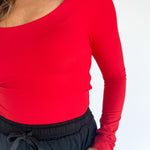 Butter Round Long Sleeve Top- Red - Ana Patricia Boutique