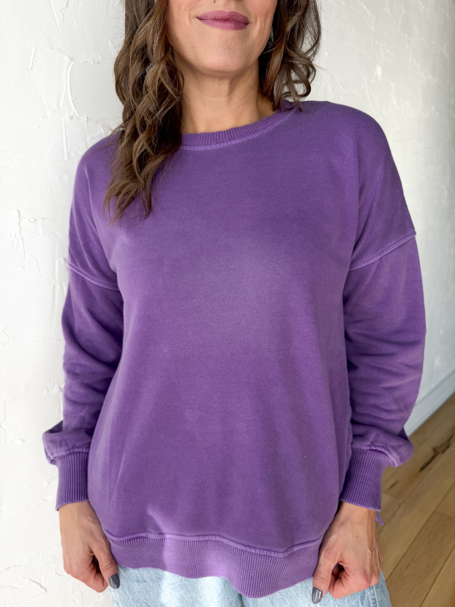 Hi-Lo Hem Pullover- Purple - Ana Patricia Boutique