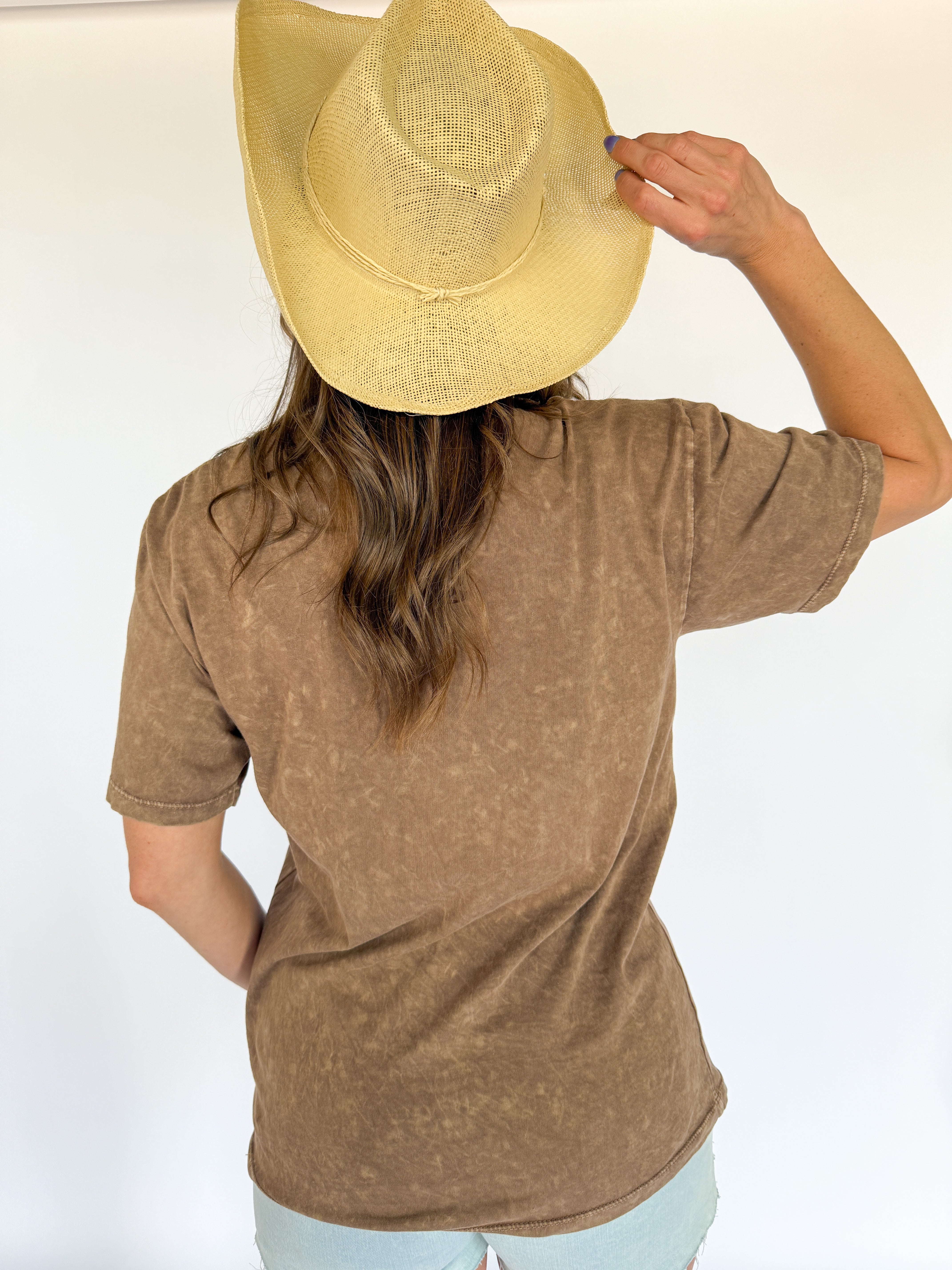 Easy Cowboy Graphic Tee- Mocha - Ana Patricia Boutique
