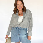 Soft Check Oversized Button Up-Blk/Wht - Ana Patricia Boutique