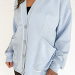 Scuba Piping Cardi- Blue/Cream - Ana Patricia Boutique