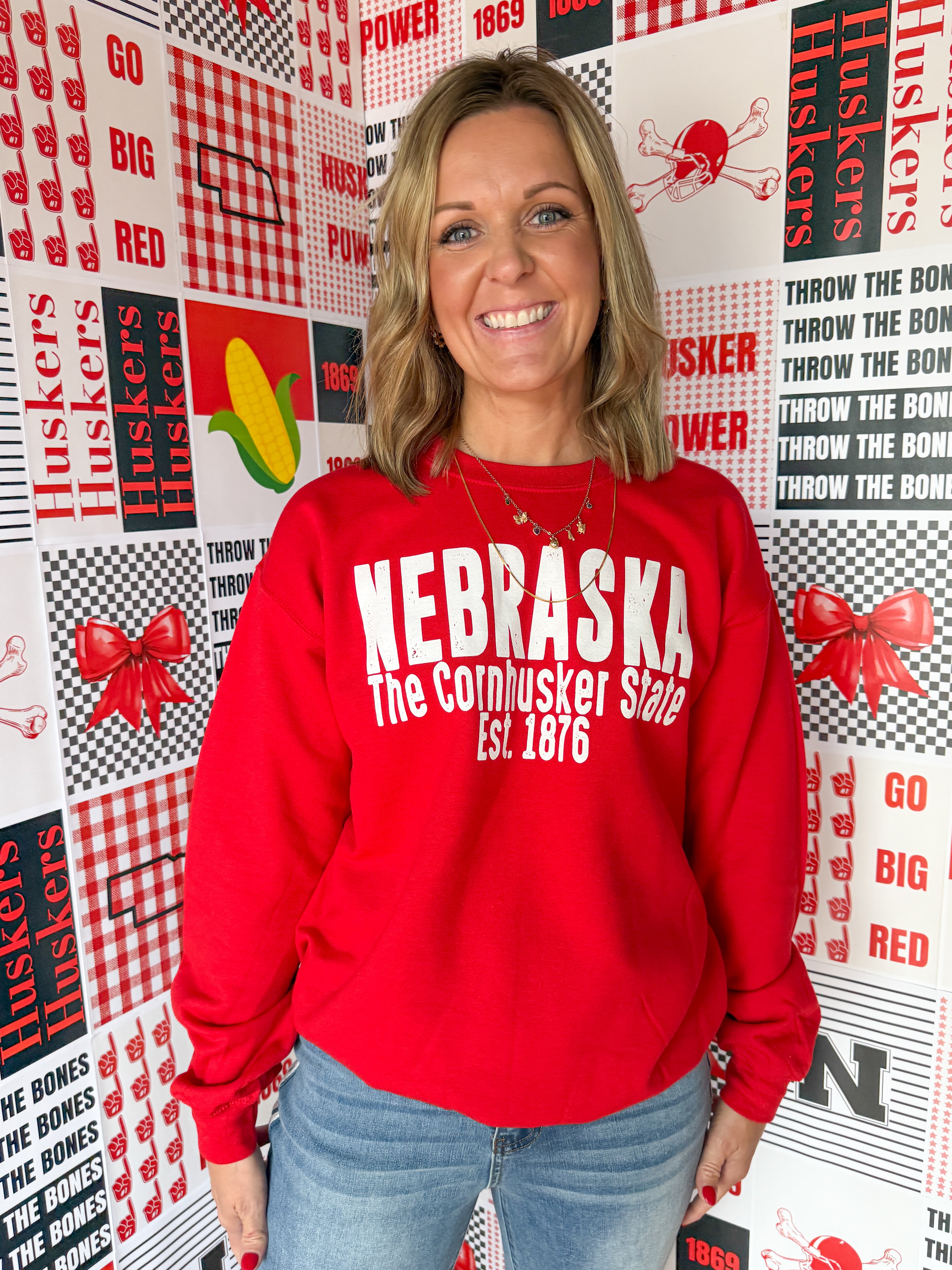 The Cornhusker State Crewneck-Red - Ana Patricia Boutique
