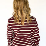 Collared Button Down Sweater- Wine/Ivory - Ana Patricia Boutique