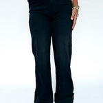 90's Cuff Hem Straight Jeans -Black - Ana Patricia Boutique