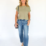 Textured Crewneck Sweater Top- Olive - Ana Patricia Boutique