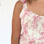 Floral Smocked Ruffle Trim Dress- Pink - Ana Patricia Boutique