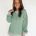 Stripe Comfy Pullover-Green/Blue - Ana Patricia Boutique