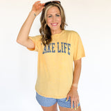 Lake Life Mineral Wash Tee- Yellow - Ana Patricia Boutique