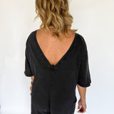 V Back Romper- Black - Ana Patricia Boutique