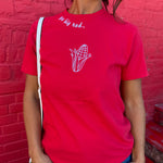Go Big Red Embroidered Tee - Ana Patricia Boutique