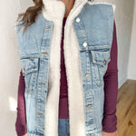 Sherpa Lined Denim Vest - Ana Patricia Boutique