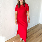 Scuba Maxi Dress- Red - Ana Patricia Boutique