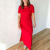 Scuba Maxi Dress- Red - Ana Patricia Boutique