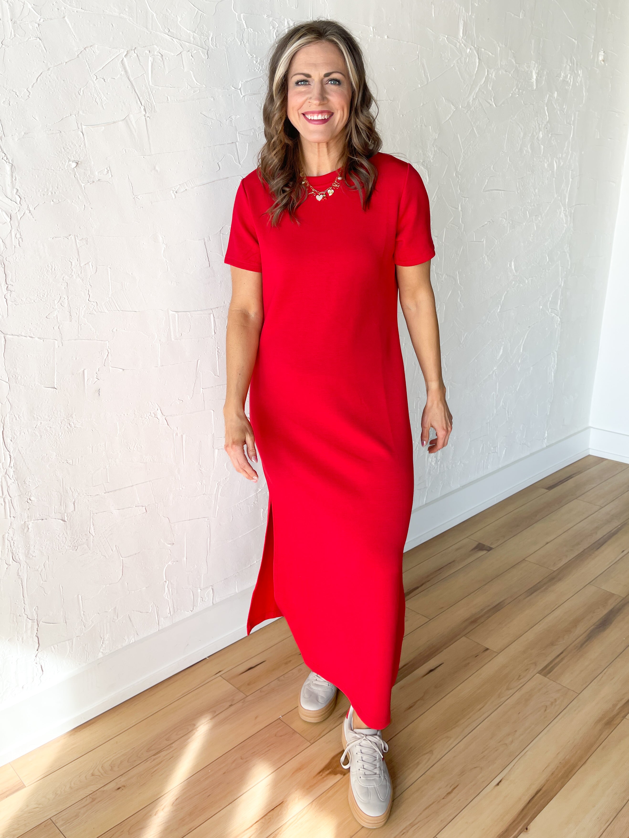 Scuba Maxi Dress- Red - Ana Patricia Boutique