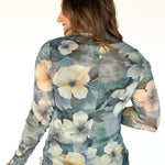 Mesh Floral Top- Blue - Ana Patricia Boutique