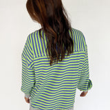 Stripe Comfy Pullover-Green/Blue - Ana Patricia Boutique