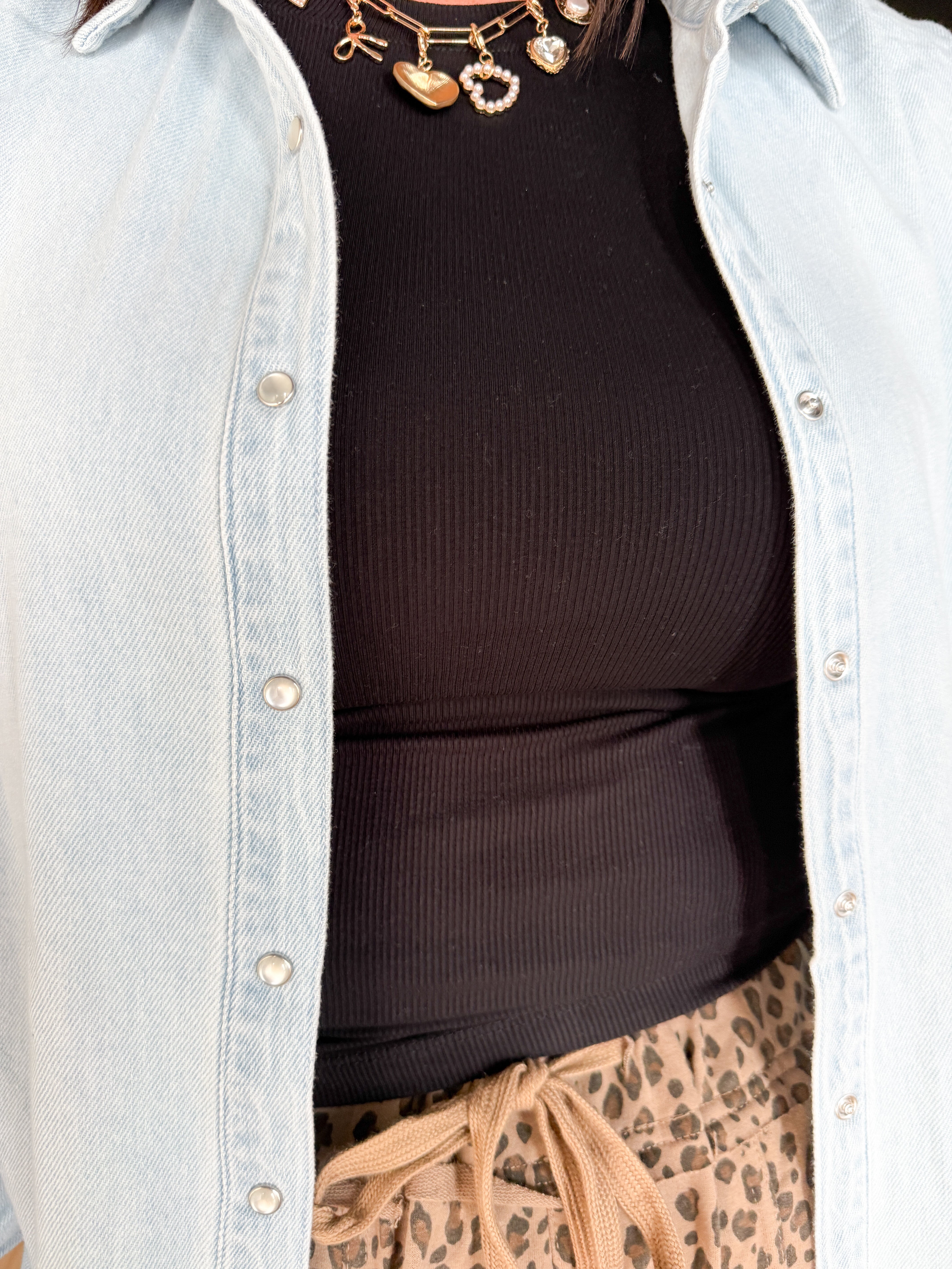 Balloon Sleeve Denim Top - Ana Patricia Boutique
