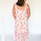 Floral Smocked Ruffle Trim Dress- Pink - Ana Patricia Boutique