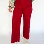 High Rise Twill Pants- Red Velvet - Ana Patricia Boutique
