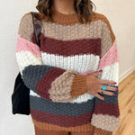 Colorblock Chunky Sweater- Mocha - Ana Patricia Boutique