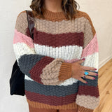 Colorblock Chunky Sweater- Mocha