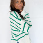 Boat Neck Stripe Sweater-Green - Ana Patricia Boutique