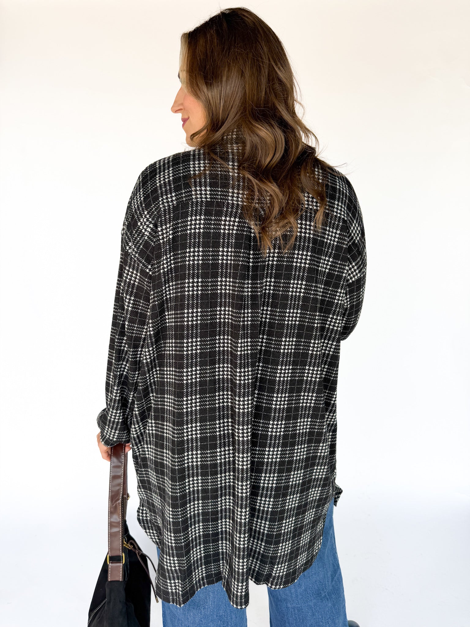 Plaid Brushed Jacket-Black/White - Ana Patricia Boutique