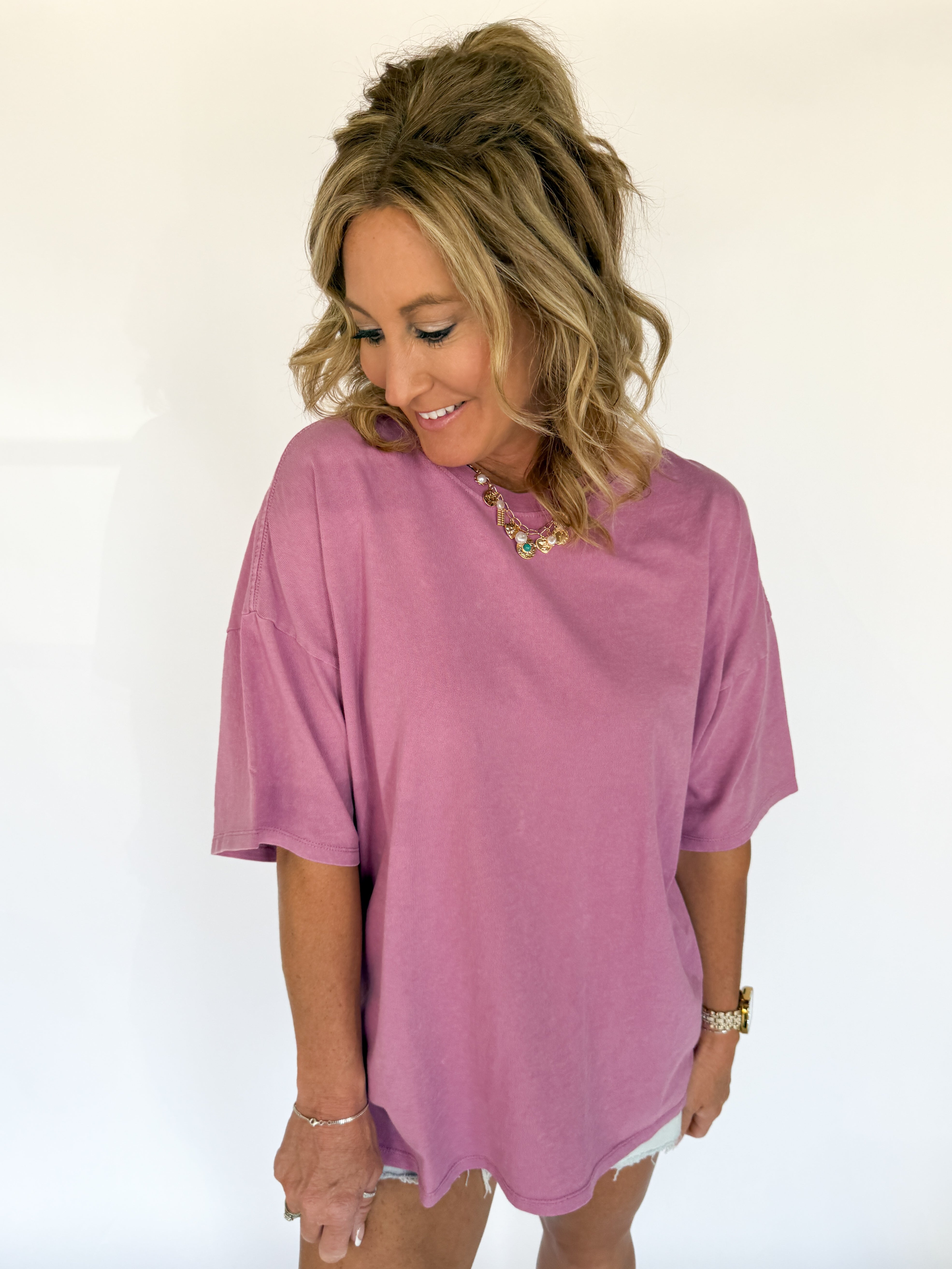 Mineral Wash Oversized Tee-Washed Purple - Ana Patricia Boutique