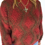 Textured Diamond Sweater- Burgundy - Ana Patricia Boutique