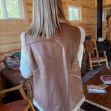 Faux Leather Vest- Brown